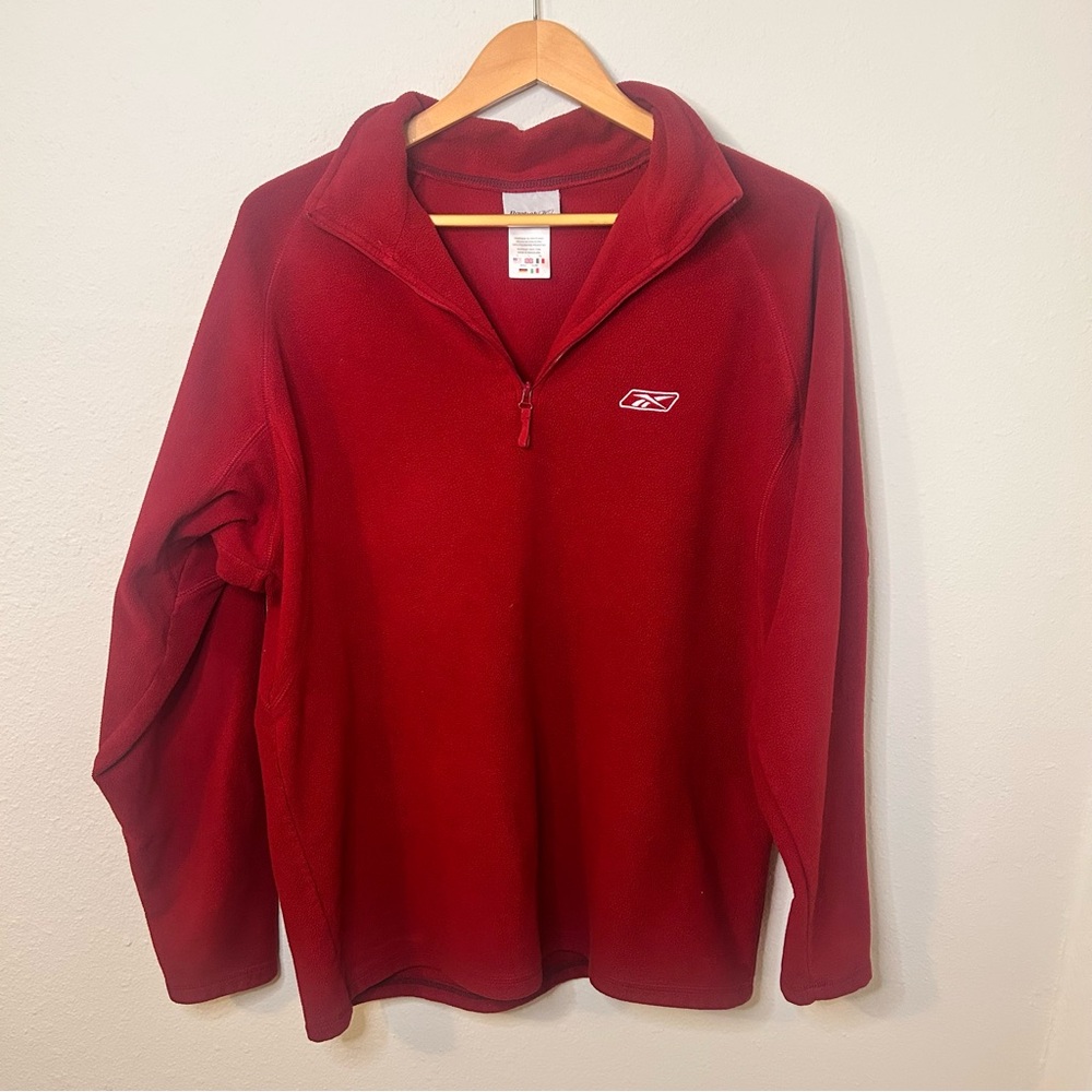 Reebok Burgundy/Red Fleece Pullover Mens Size Large